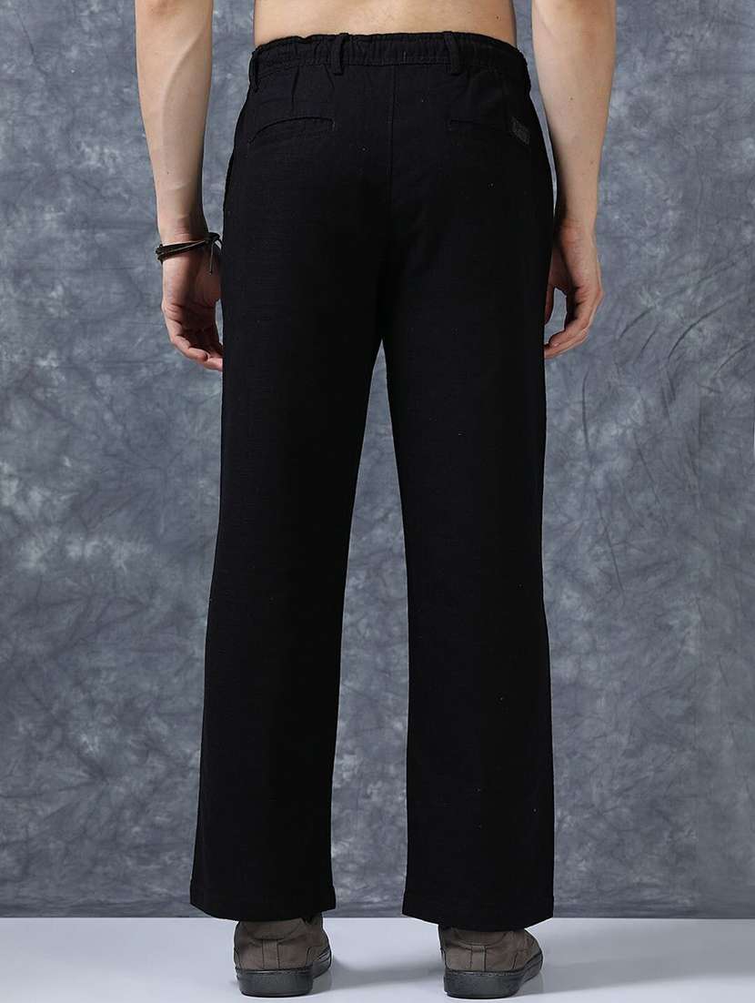 men solid mid rise relaxed fit flat front trouser - 22570673 -  Standard Image - 3