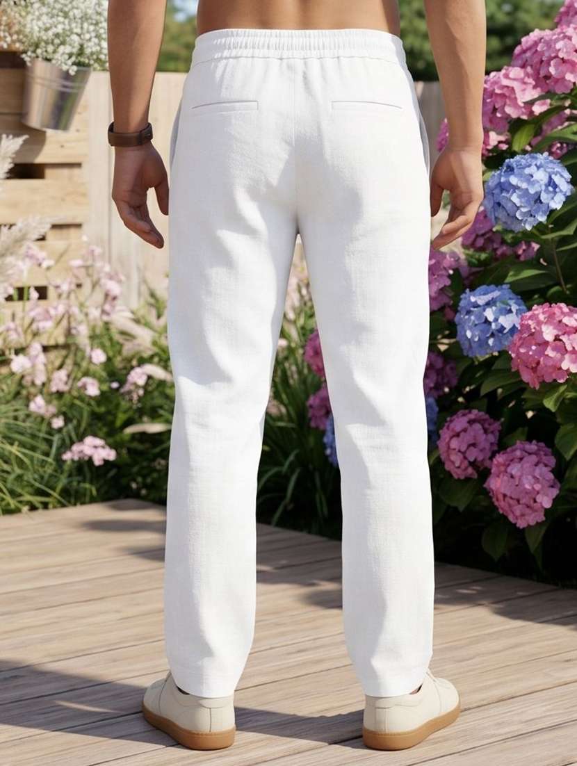 men solid mid rise relaxed fit flat front trouser - 22570692 -  Standard Image - 3