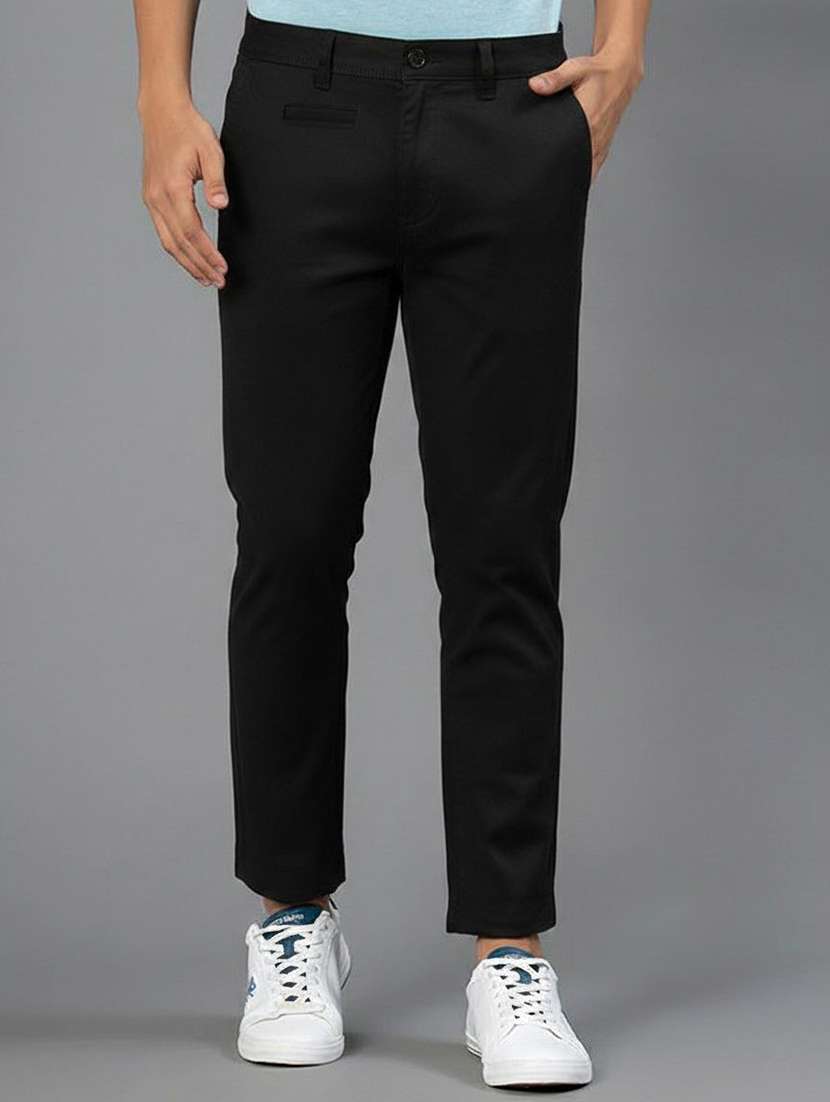 men solid mid rise slim fit chinos