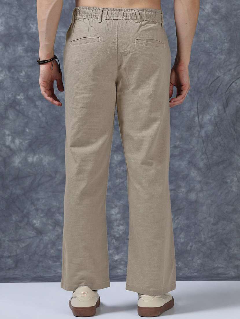men solid mid rise flat front trouser - 22570698 -  Standard Image - 3