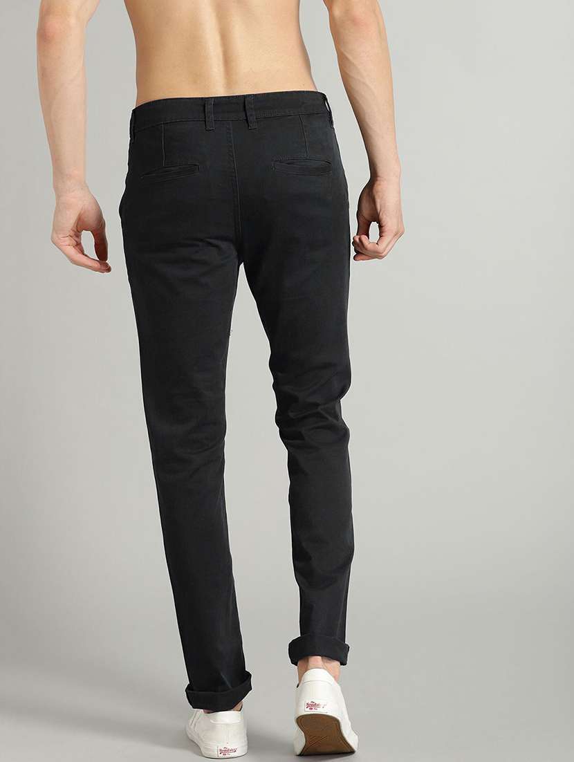 Men Solid Mid Rise Slim Fit Chinos - 22570701 -  Standard Image - 3