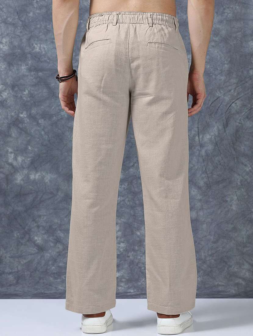 men solid mid rise relaxed fit flat front trouser - 22570705 -  Standard Image - 3