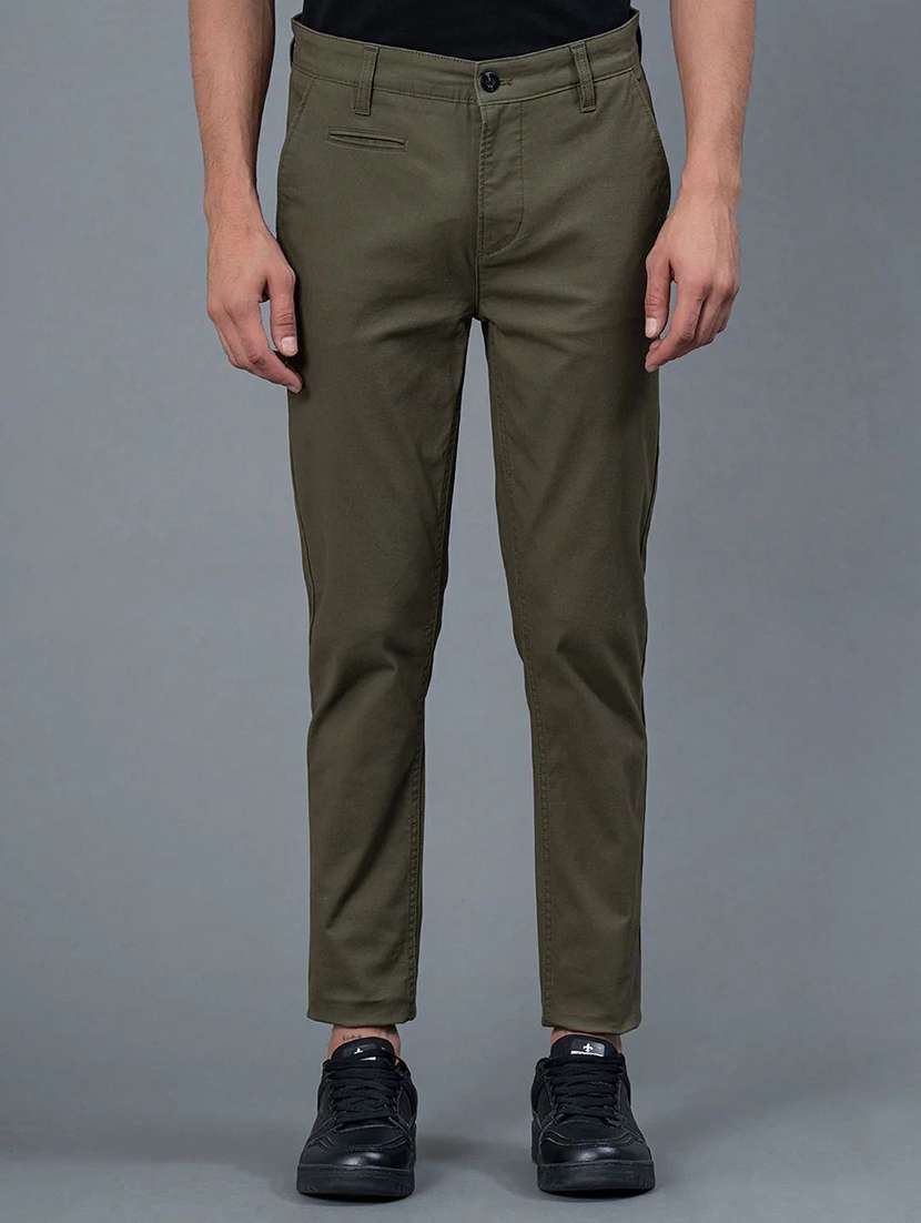 men solid mid rise slim fit chinos