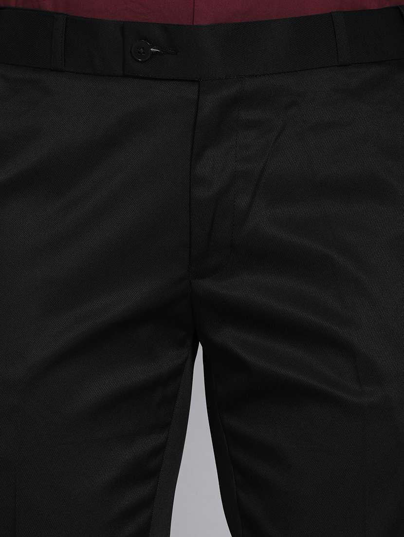men solid mid rise slim fit formal trouser - 22570724 -  Standard Image - 3