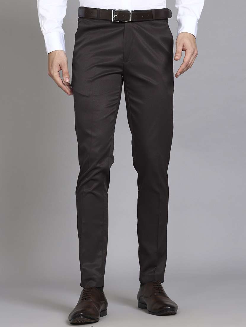 men solid mid rise flat front formal trouser