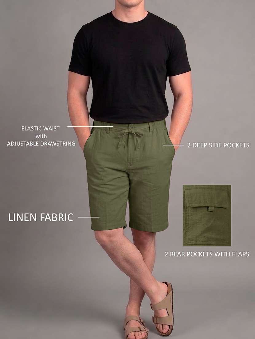 men solid mid rise regular fit shorts - 22570739 -  Standard Image - 3