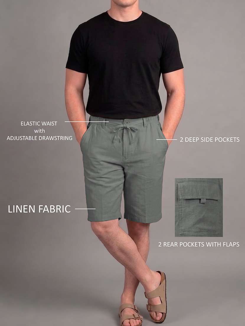 men solid mid rise regular fit shorts - 22570750 -  Standard Image - 3