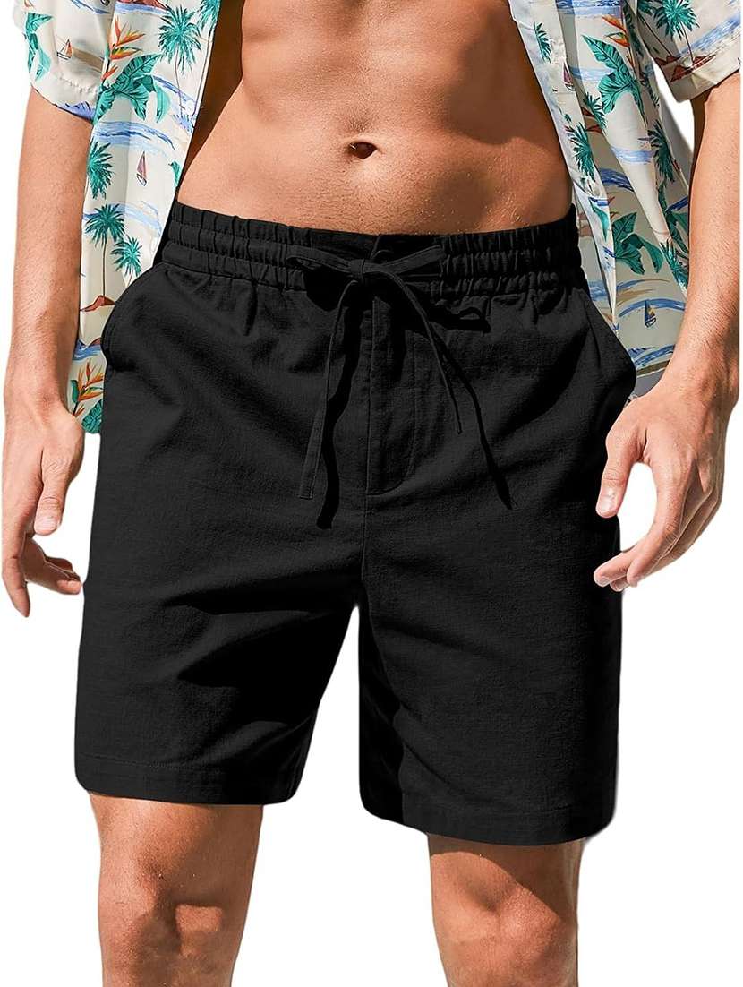 men solid mid rise regular fit shorts - 22570762 -  Standard Image - 3