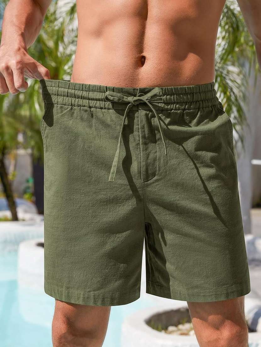 men solid mid rise regular fit shorts - 22570778 -  Standard Image - 3