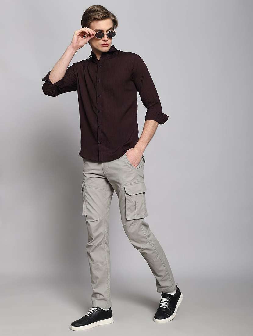 men textured long sleeves casual shirt - 22570953 -  Standard Image - 5