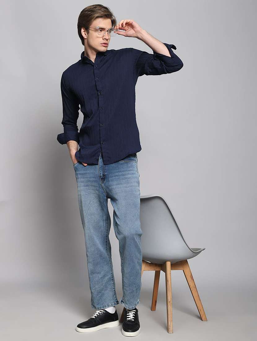 men textured long sleeves casual shirt - 22570957 -  Standard Image - 5