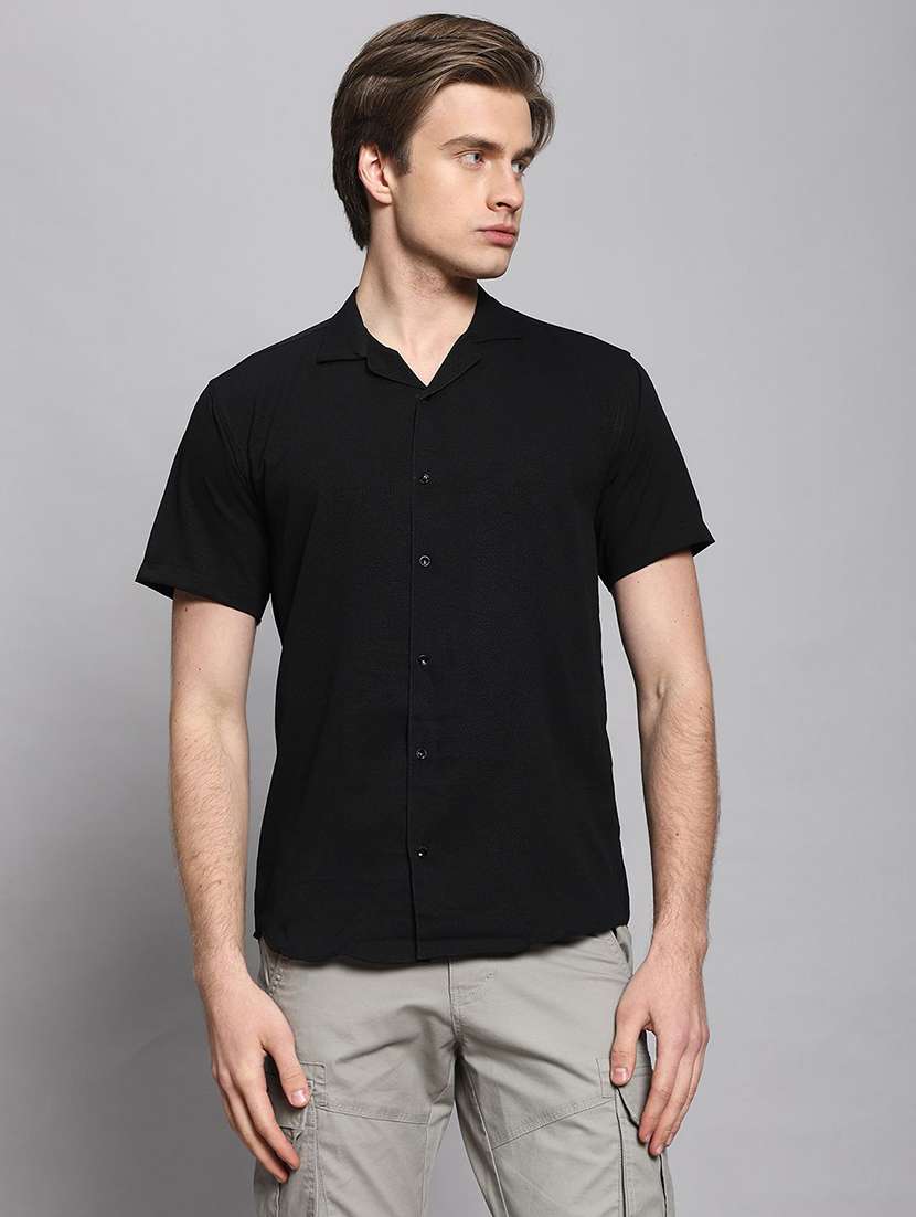 men solid long sleeves casual shirt