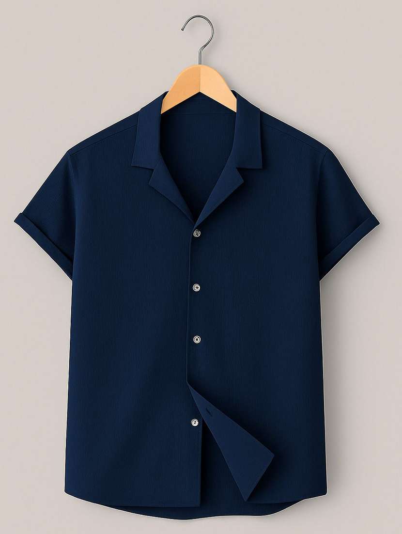 men textured short sleeves casual shirt - 22570969 -  Standard Image - 3