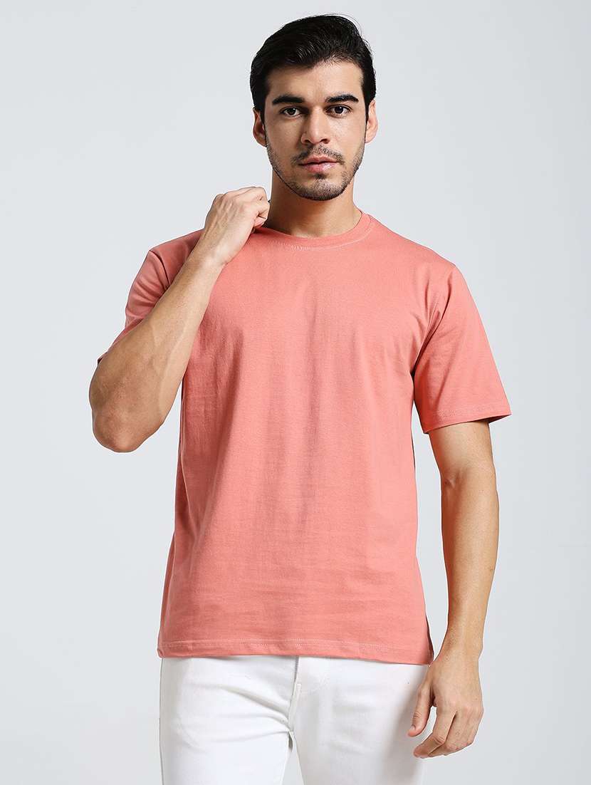 men solid short sleeves regular fit t-shirt
