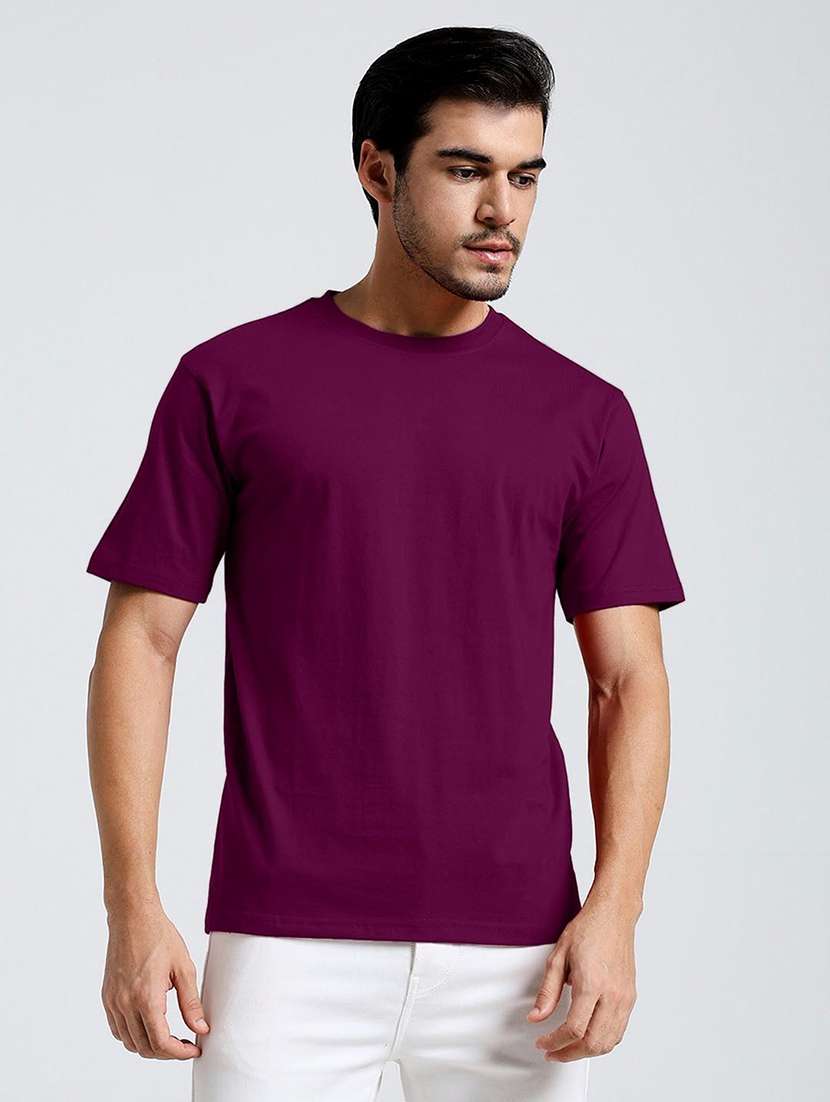 men solid short sleeves regular fit t-shirt