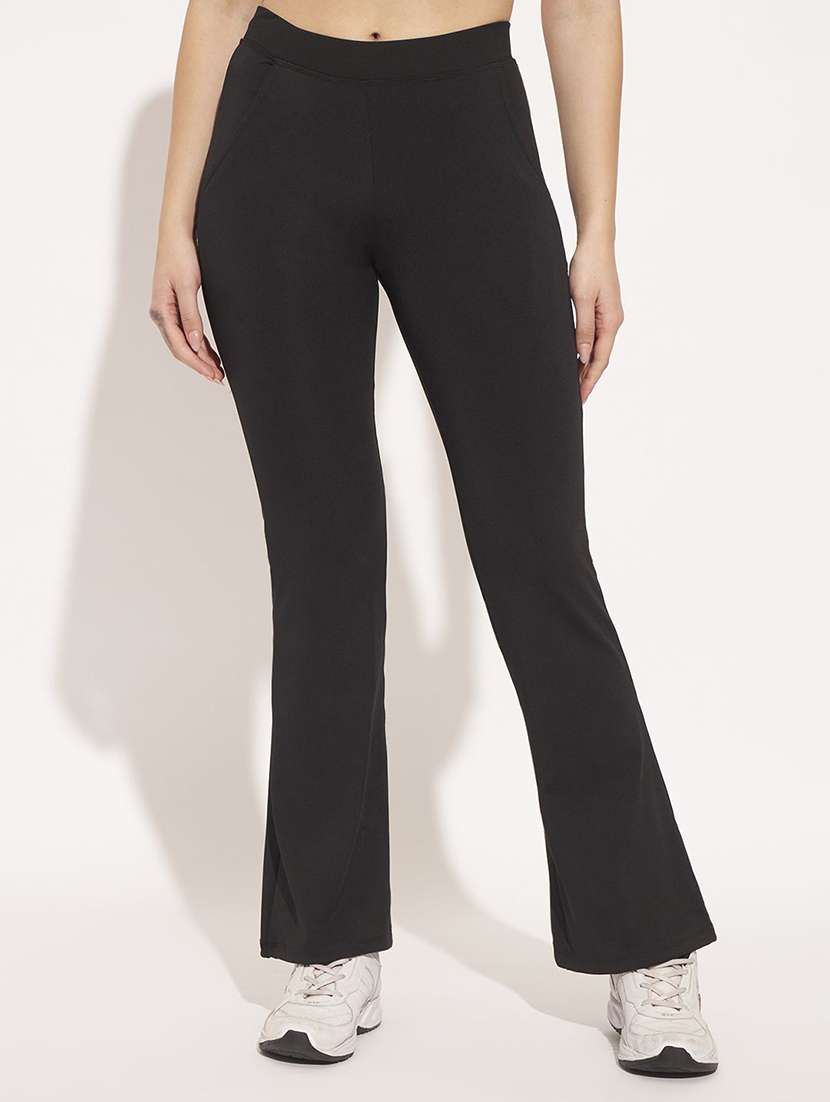 women solid high rise yoga pant