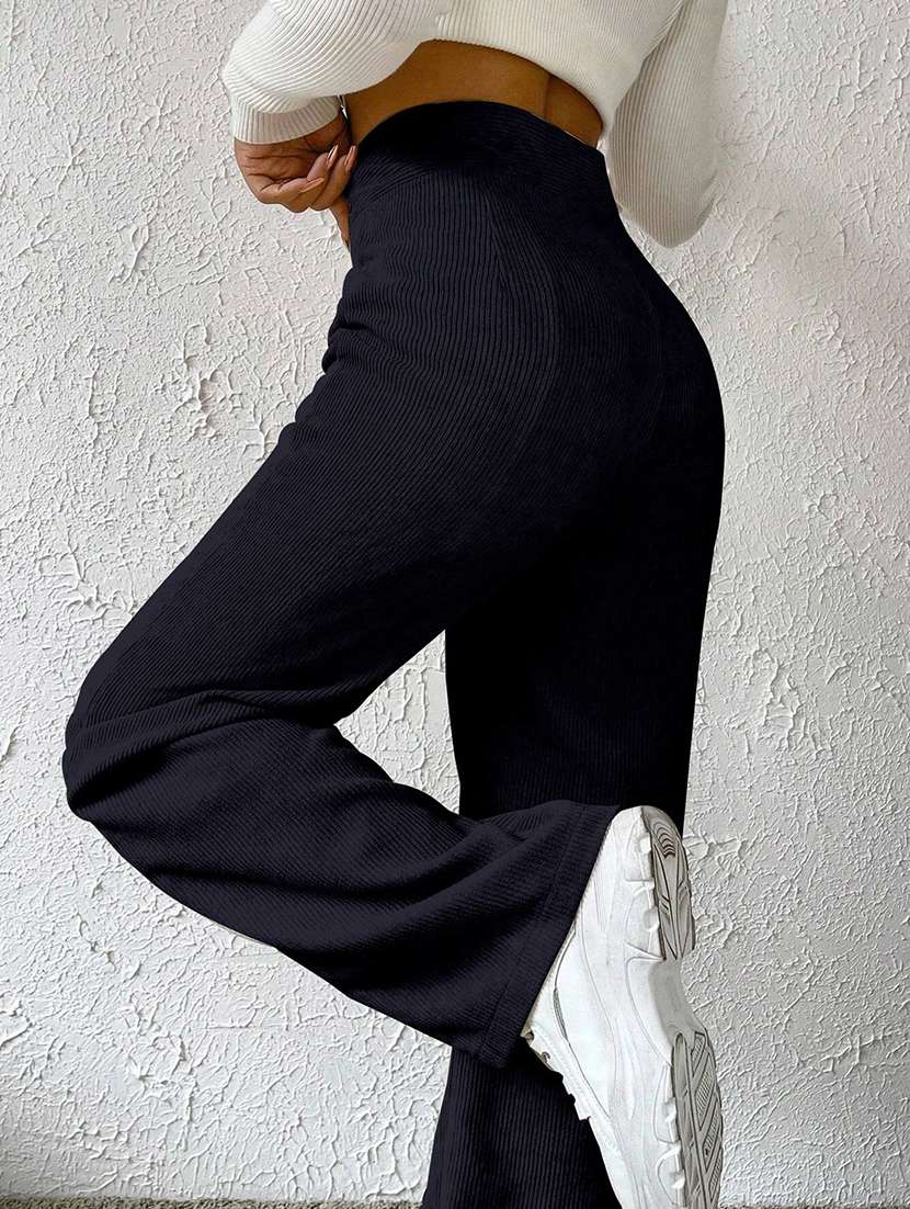 women self design high rise wide leg trouser - 22571077 -  Standard Image - 3