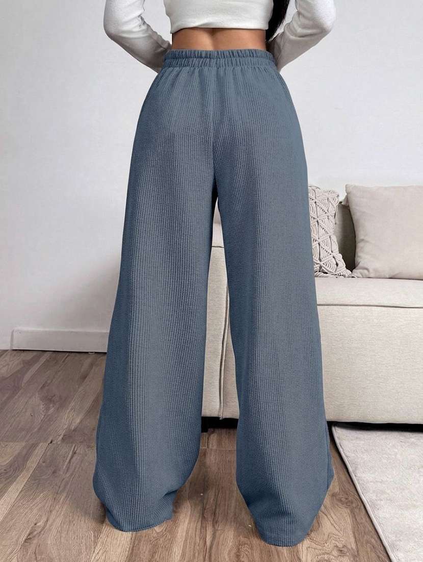 women self design mid rise wide leg trouser - 22571078 -  Standard Image - 3