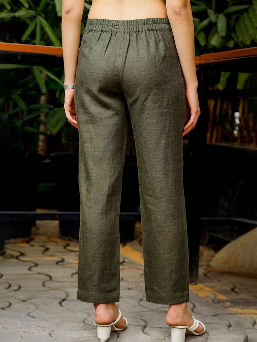 women solid mid rise straight trouser - 22571079 -  Standard Image - 3