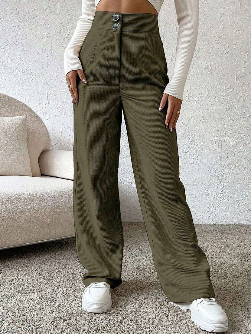 women self design high rise wide leg trouser