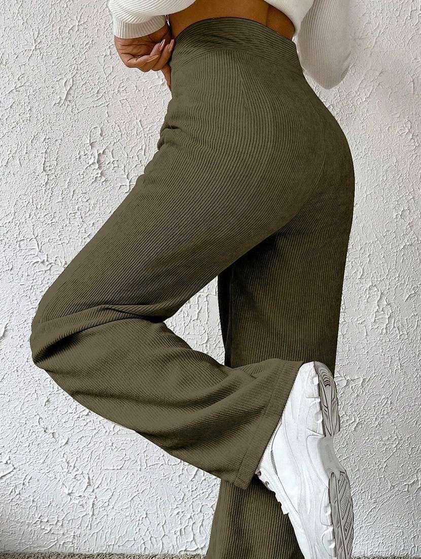women self design high rise wide leg trouser - 22571082 -  Standard Image - 3