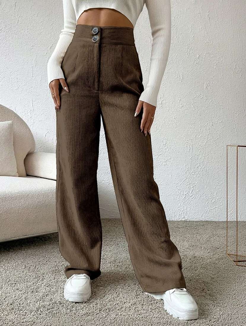 women self design high rise wide leg trouser