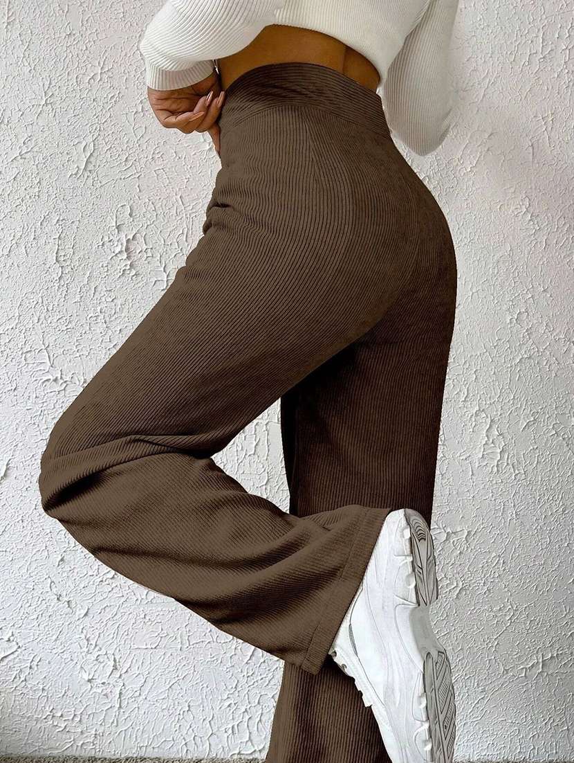 women self design high rise wide leg trouser - 22571083 -  Standard Image - 3