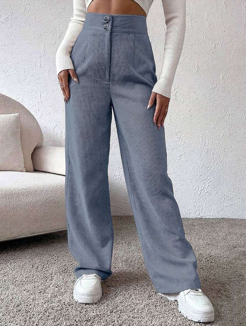 women self design high rise wide leg trouser