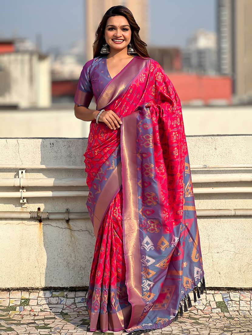 women self design patola saree with blouse