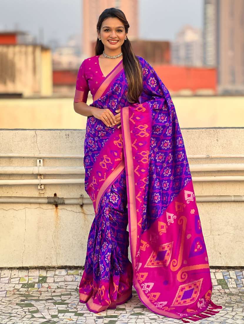 women self design patola saree with blouse