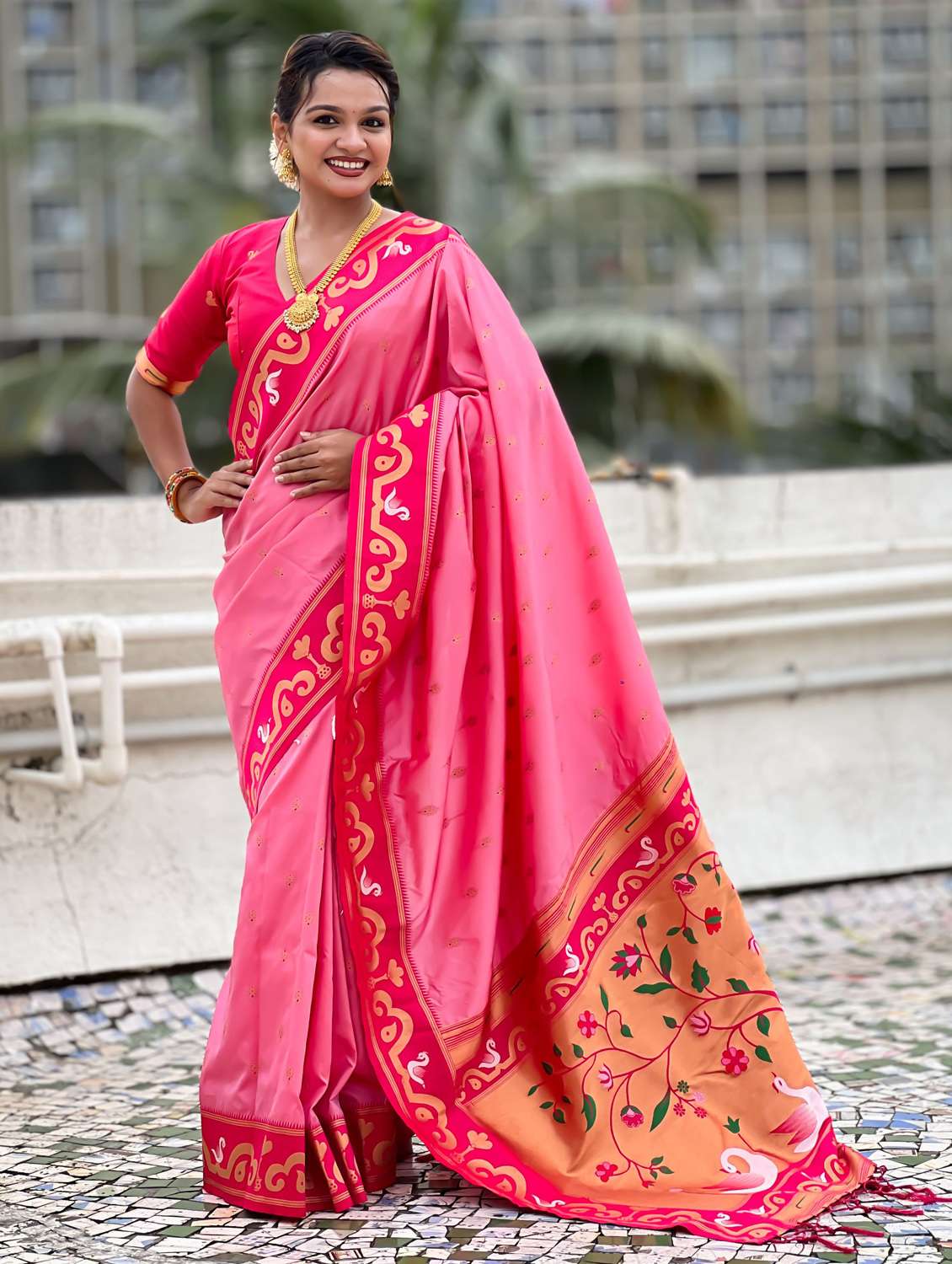 women self design paithani saree with blouse