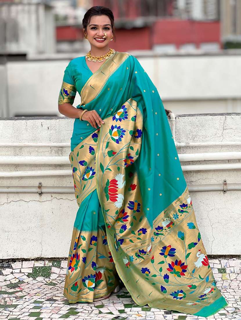 women self design paithani saree with blouse