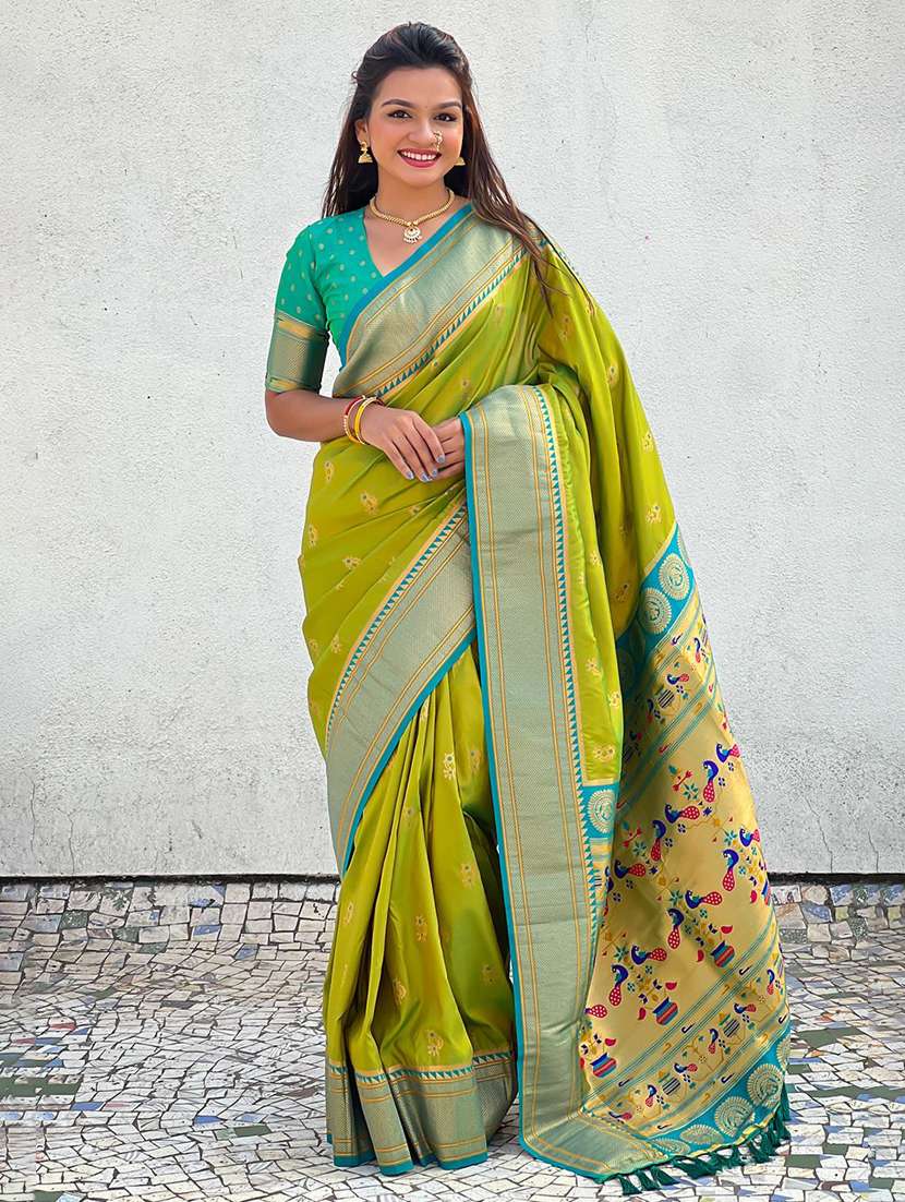 women self design paithani saree with blouse