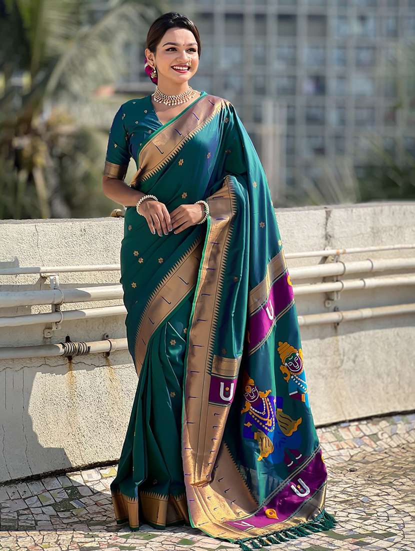 women self design paithani saree with blouse