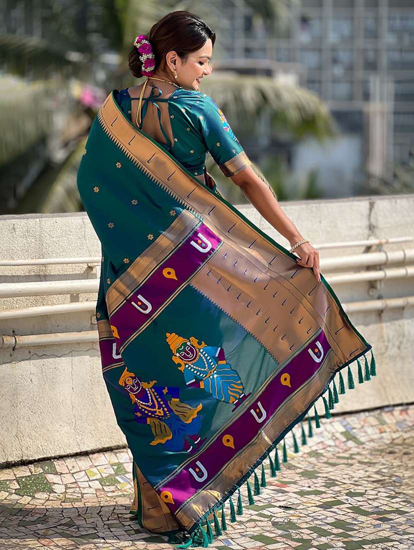 women self design paithani saree with blouse - 22571310 -  Standard Image - 3