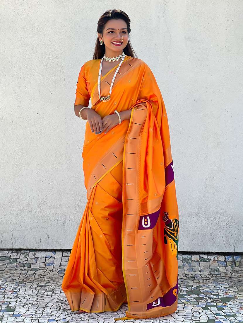 women self design paithani saree with blouse