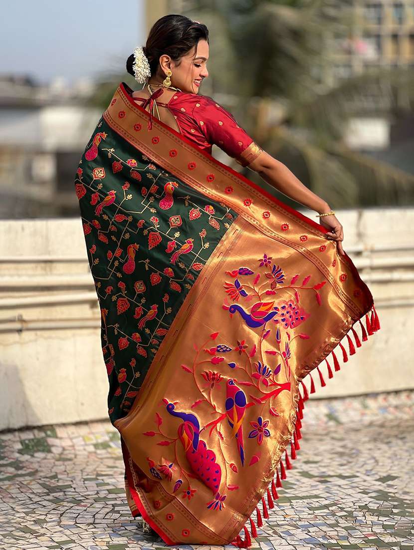women self design paithani saree with blouse - 22571317 -  Standard Image - 3