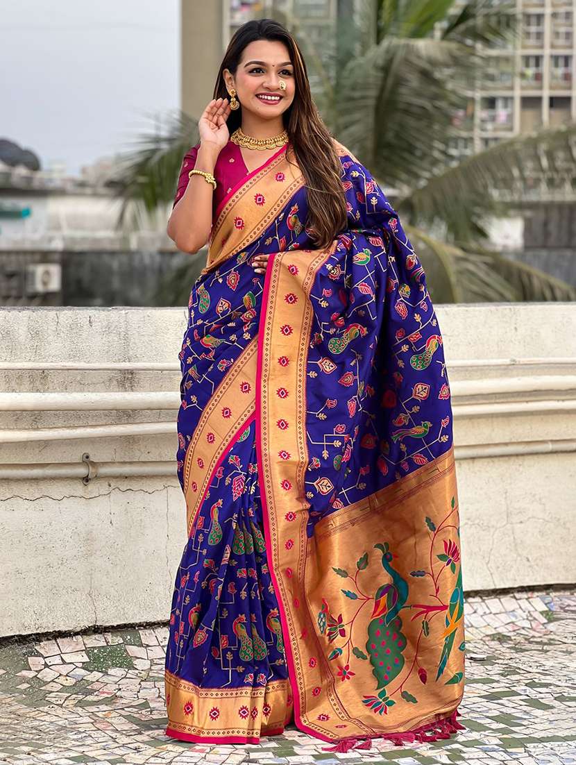 women self design paithani saree with blouse
