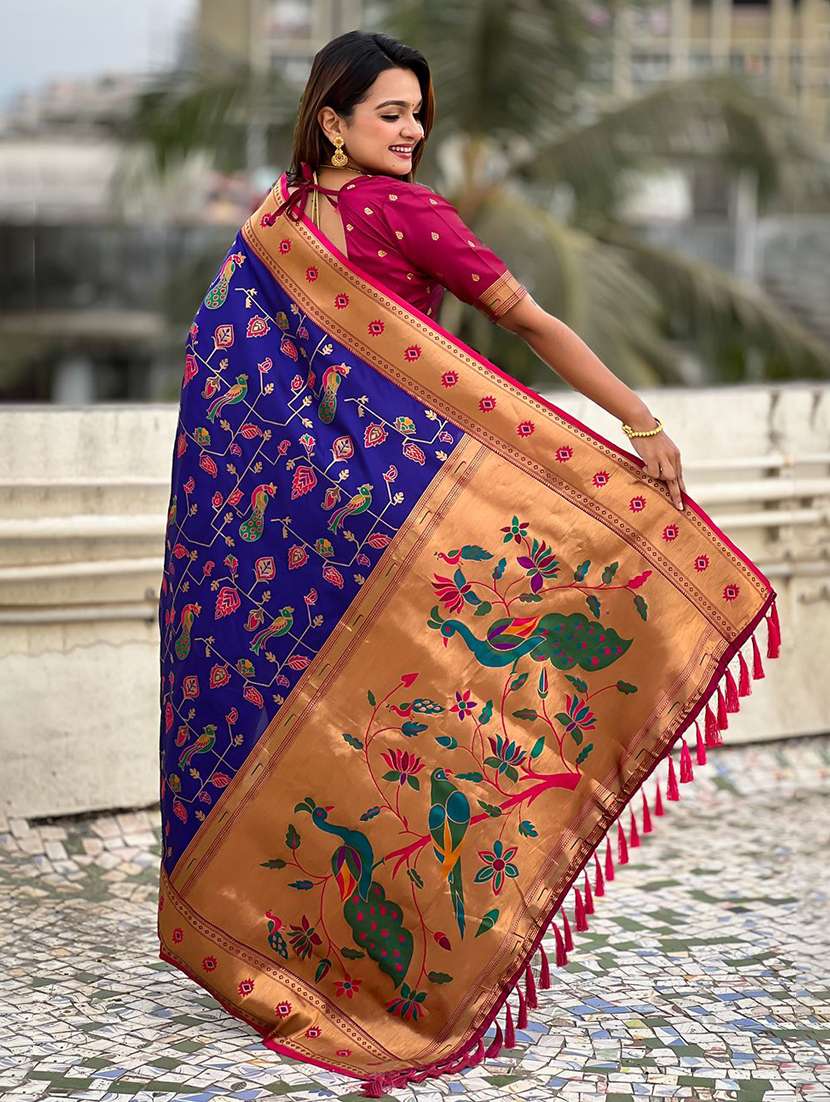women self design paithani saree with blouse - 22571323 -  Standard Image - 3