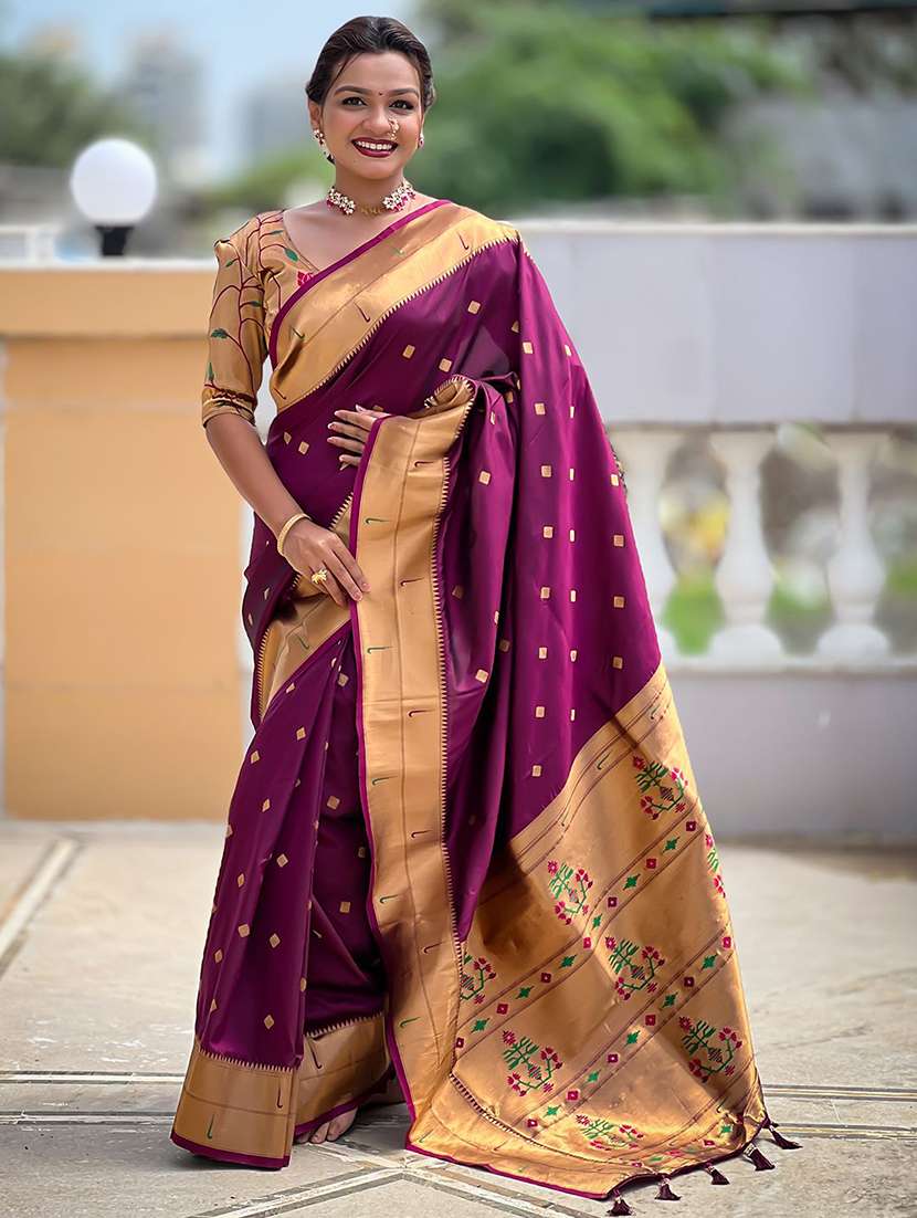 women self design paithani saree with blouse