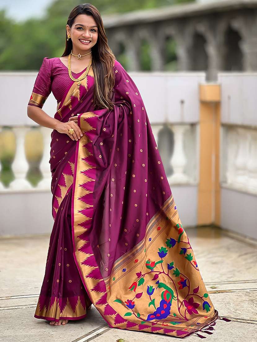 women self design paithani saree with blouse