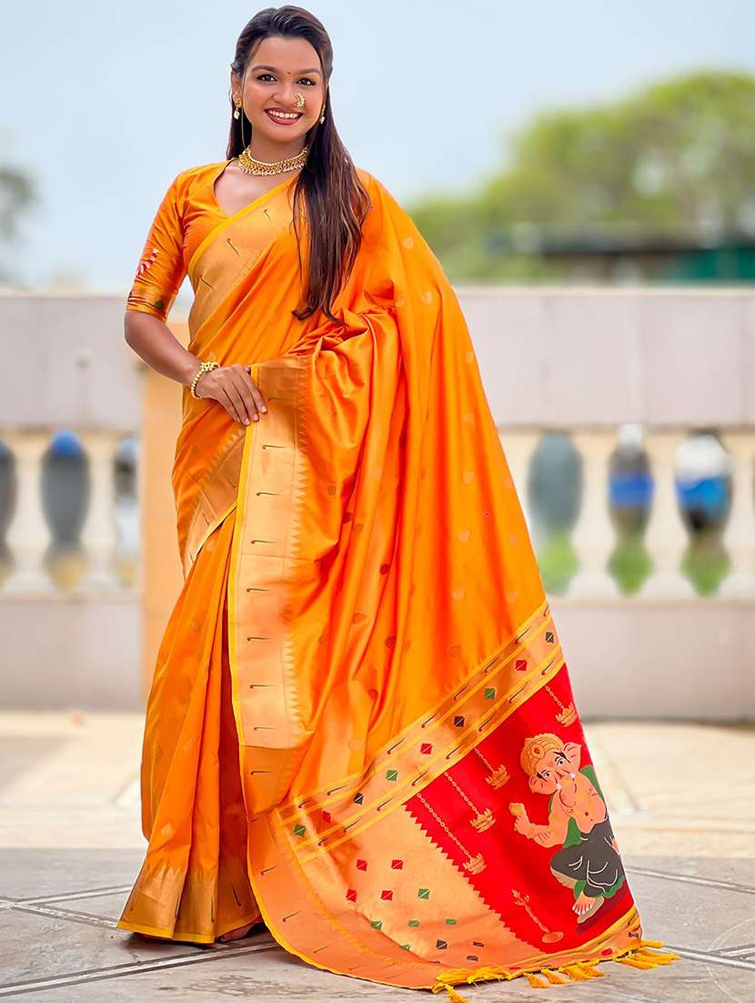 women self design paithani saree with blouse