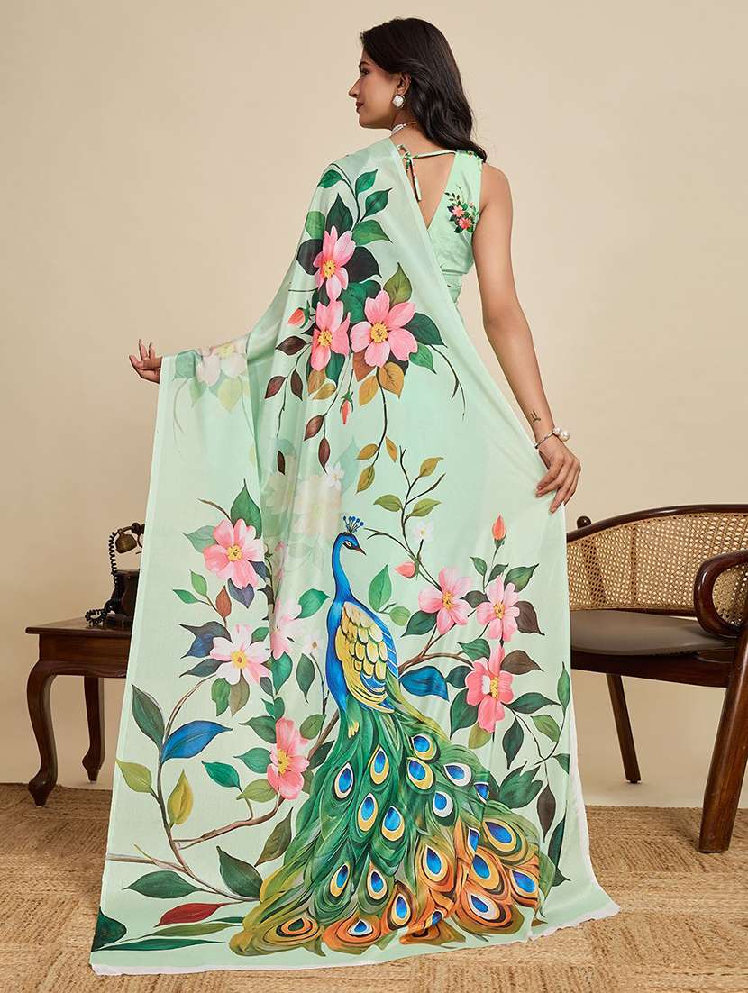 women printed casual wear saree with blouse - 22571398 -  Standard Image - 3