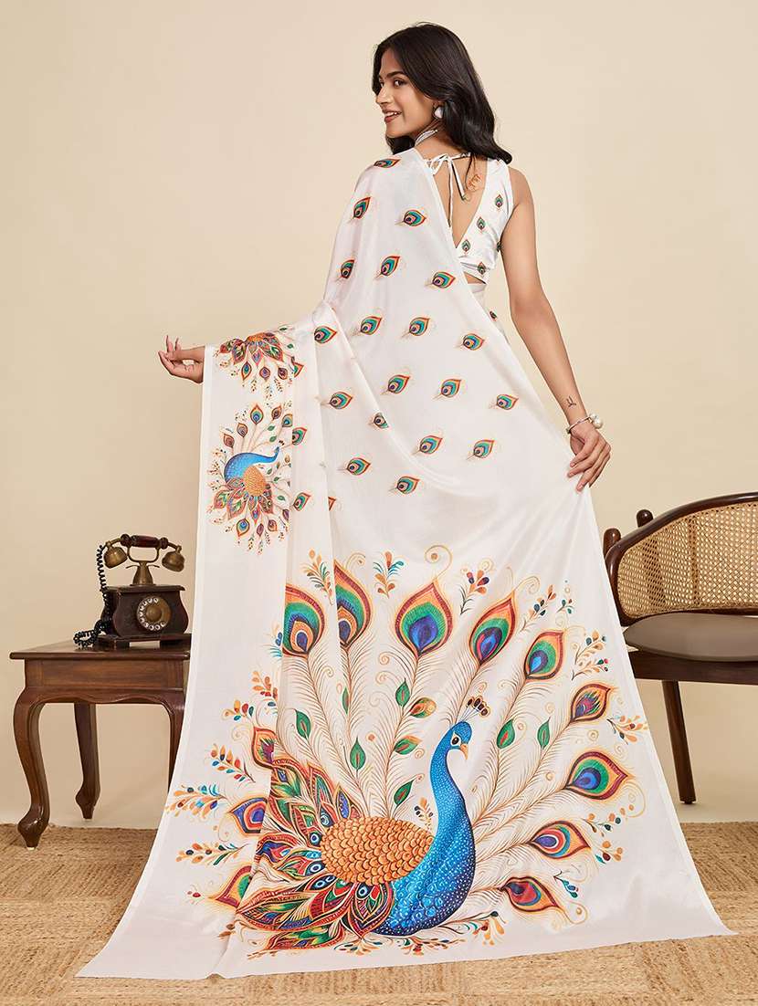 women printed casual wear saree with blouse - 22571402 -  Standard Image - 3