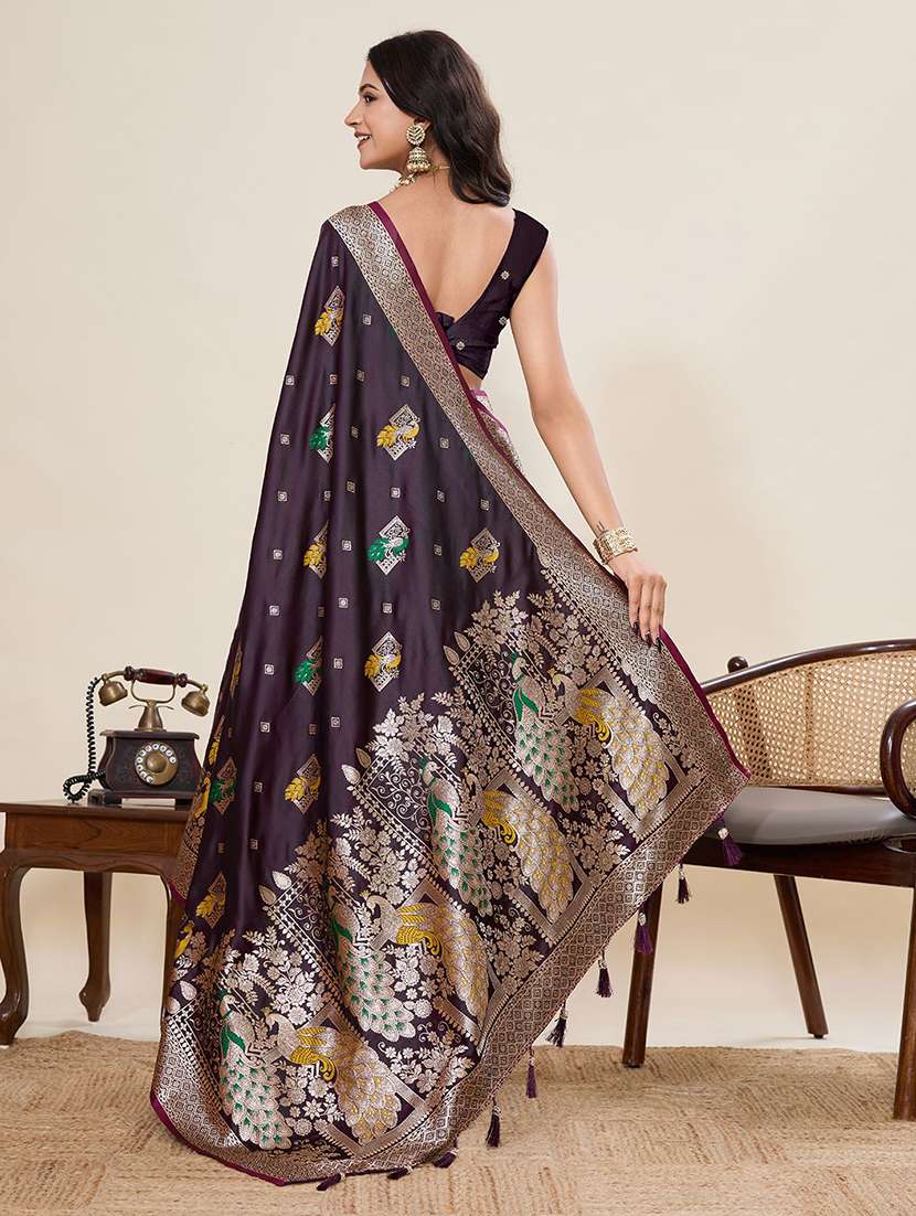 women self design banarasi saree with blouse - 22571422 -  Standard Image - 3