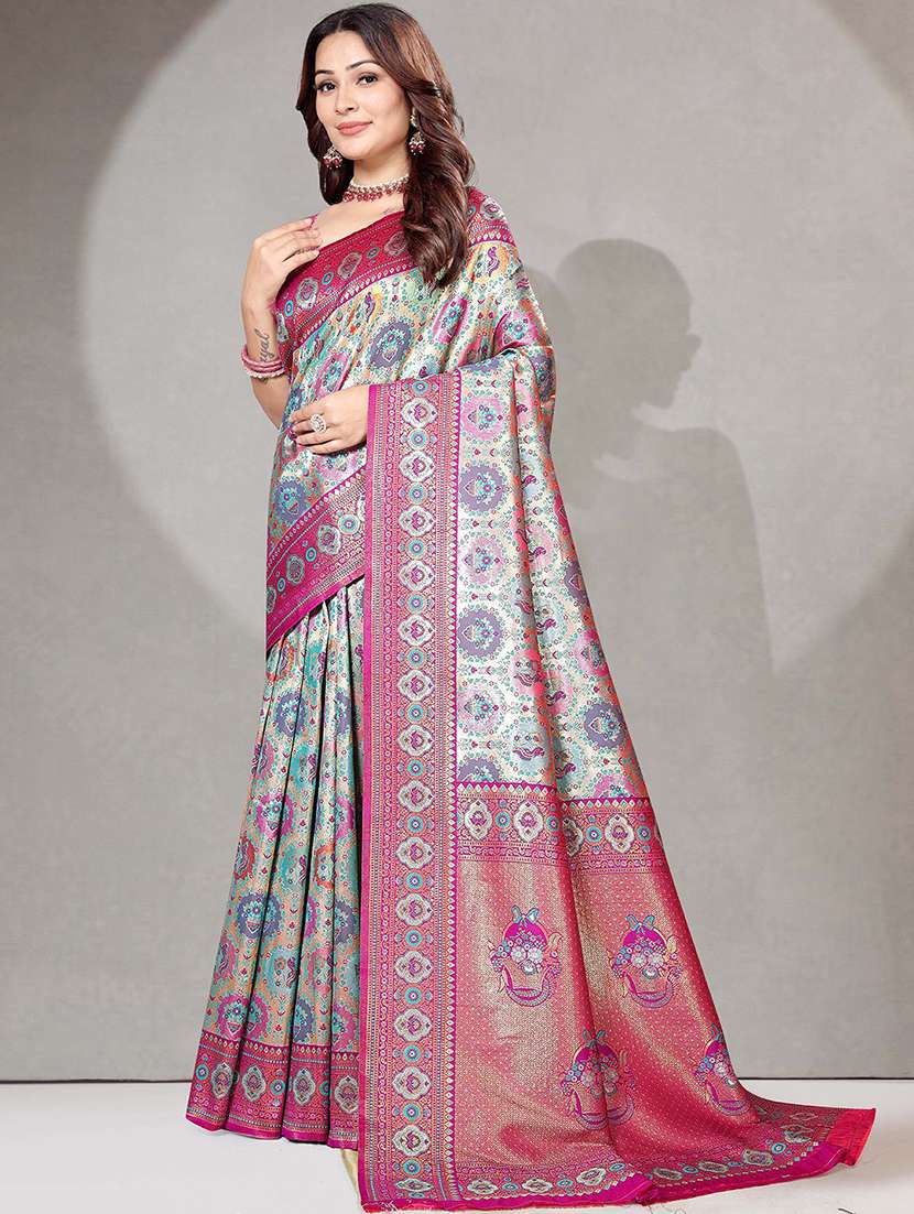 women self design dharmavaram saree with blouse - 22571468 -  Standard Image - 3