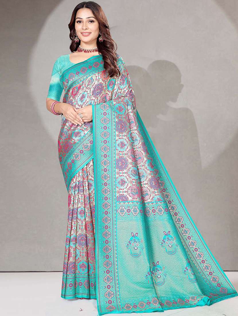 women self design dharmavaram saree with blouse