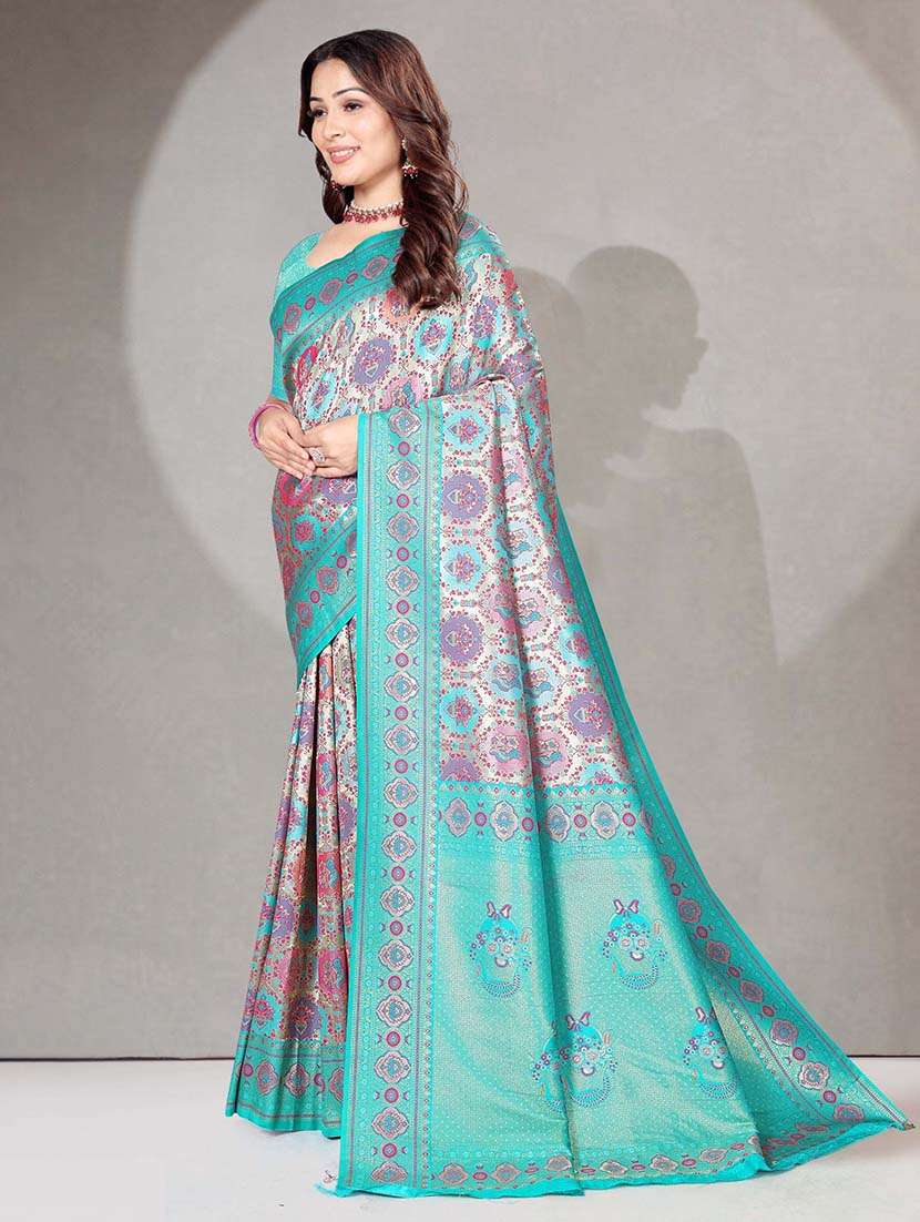 women self design dharmavaram saree with blouse - 22571472 -  Standard Image - 3