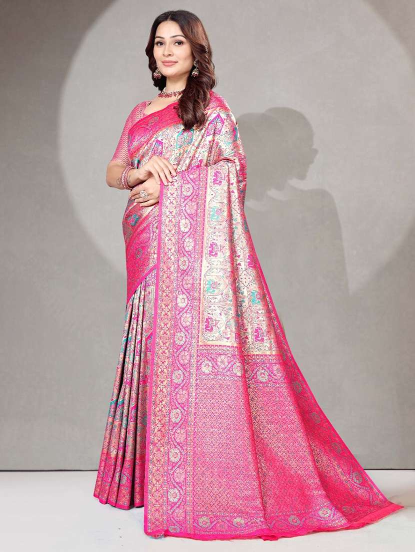 women self design dharmavaram saree with blouse - 22571473 -  Standard Image - 3