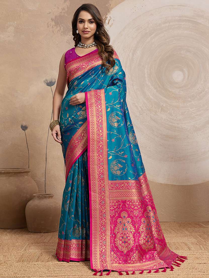 women self design banarasi saree with blouse